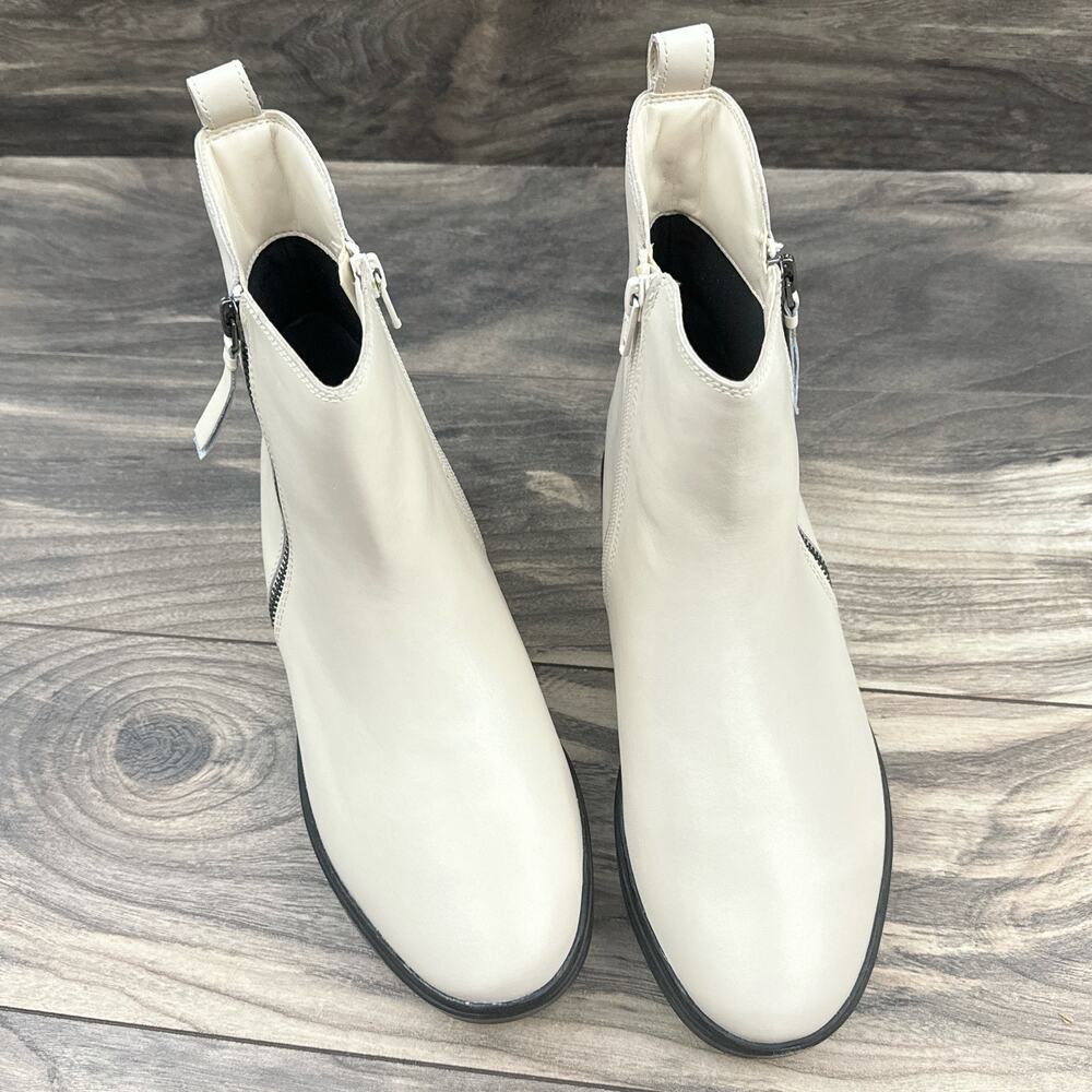 NIB Naturalizer Talise 8.5M Off White Leather Platform Zip Ankle Booties Boots - Picture 3 of 13